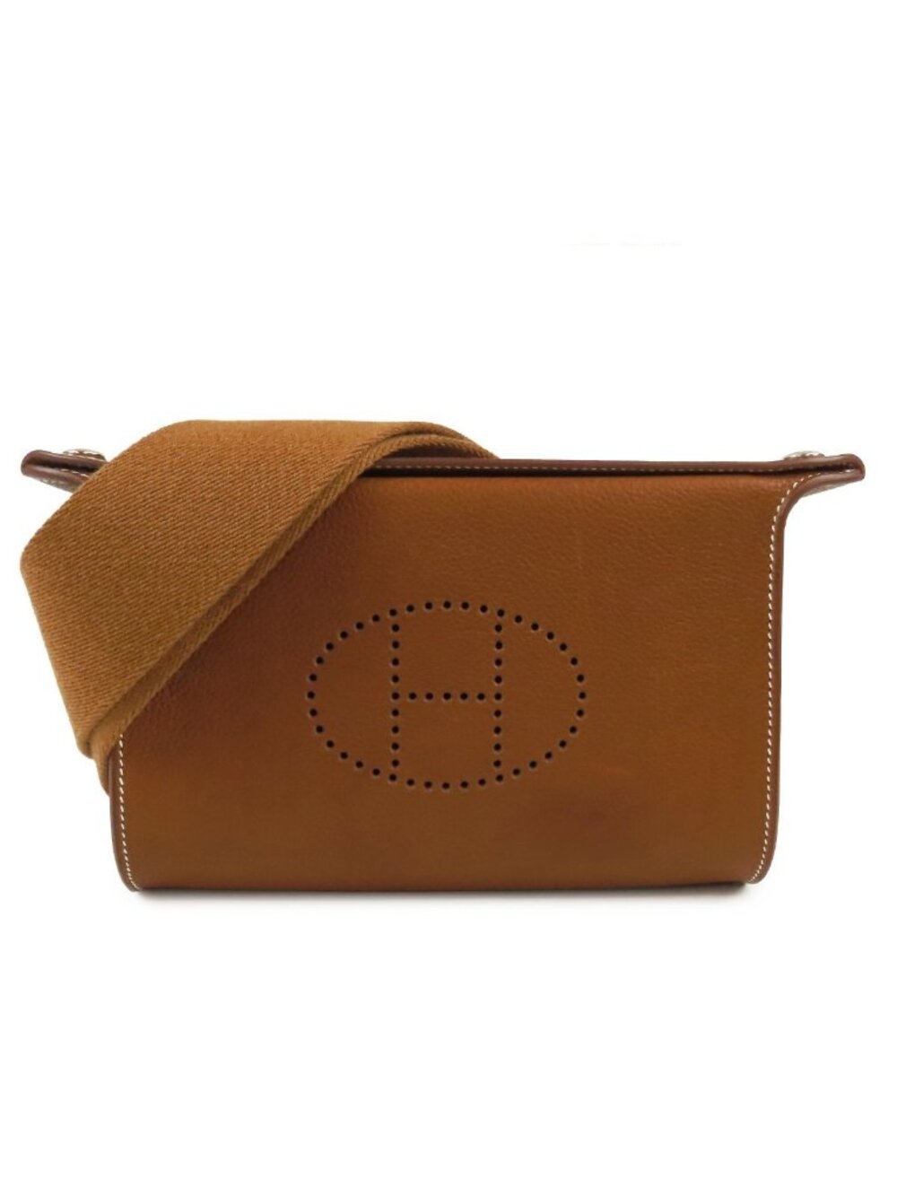 Hermes Vide Poche Fauve Silver Barenia Shoulder Bag